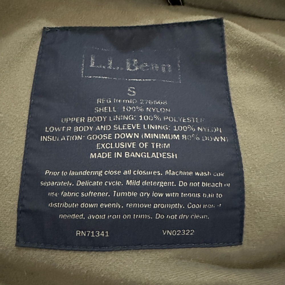 L.L.Bean Goose Down Hooded Puffer Coat Navy Women’s Small - Picture 8 of 9